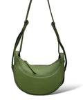 Smooth calfskin half-moon saddle crossbody bag
