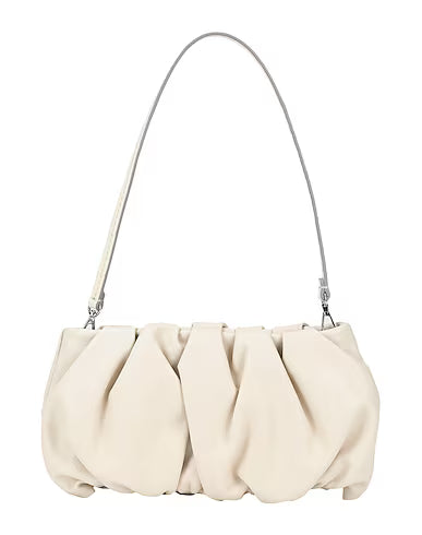 White pleated baguette clutch