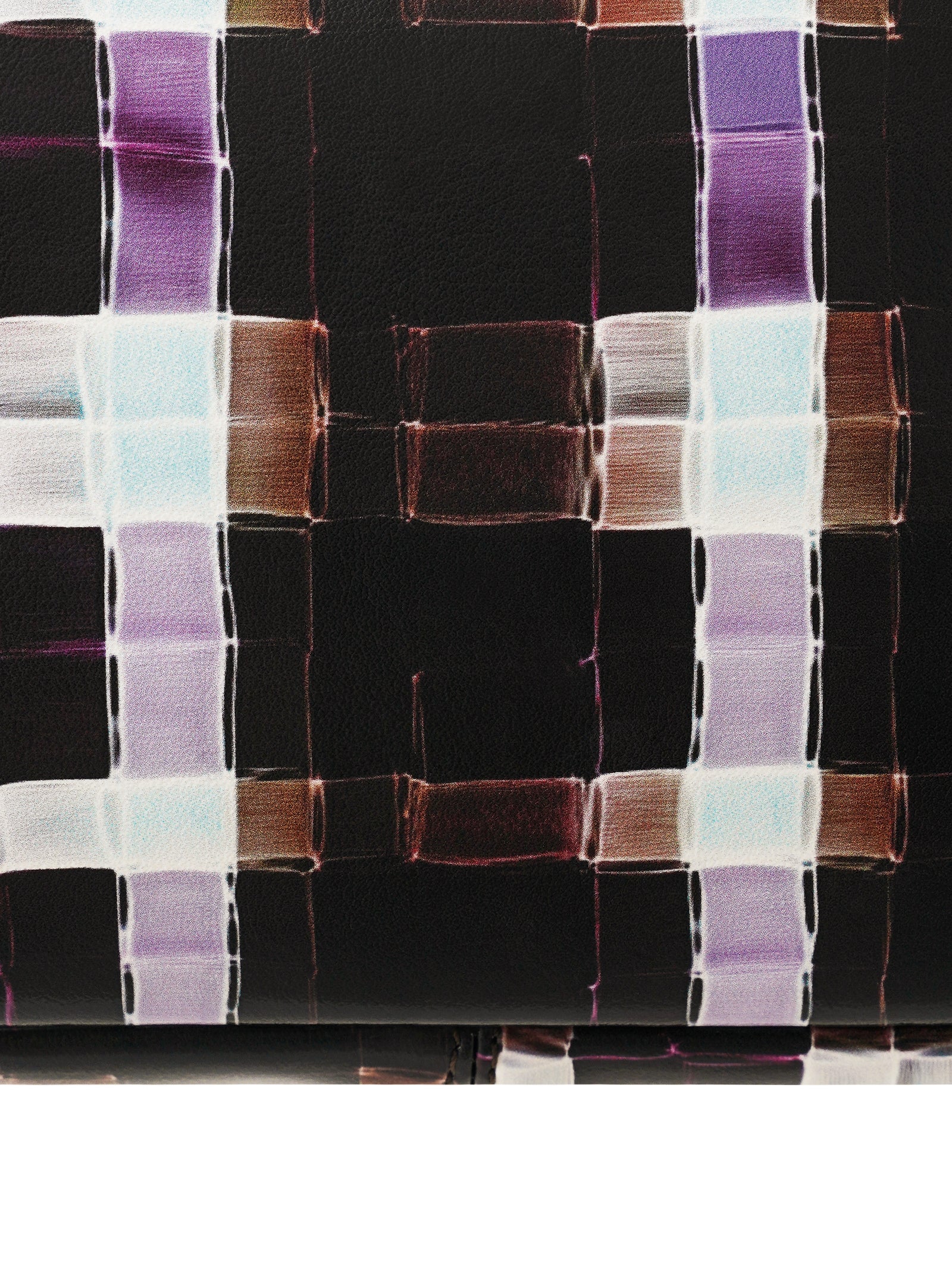 Chocolate-colored hand-painted plaid baguette bag
