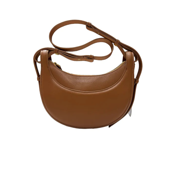 Smooth calfskin half-moon saddle crossbody bag