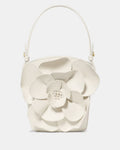 Pure White Bucket Bag with 3D Floral Details