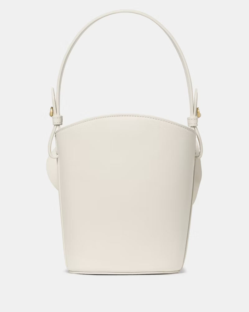 Pure White Bucket Bag with 3D Floral Details