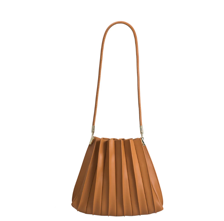 Ruched vegan leather shoulder bag