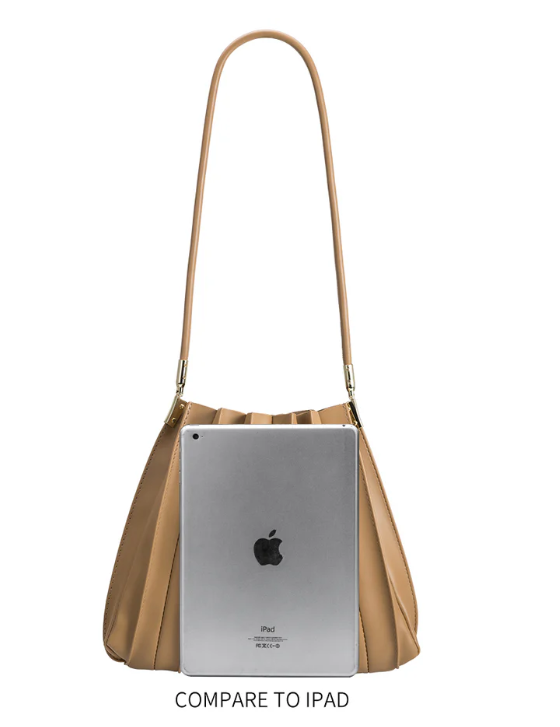 Ruched vegan leather shoulder bag