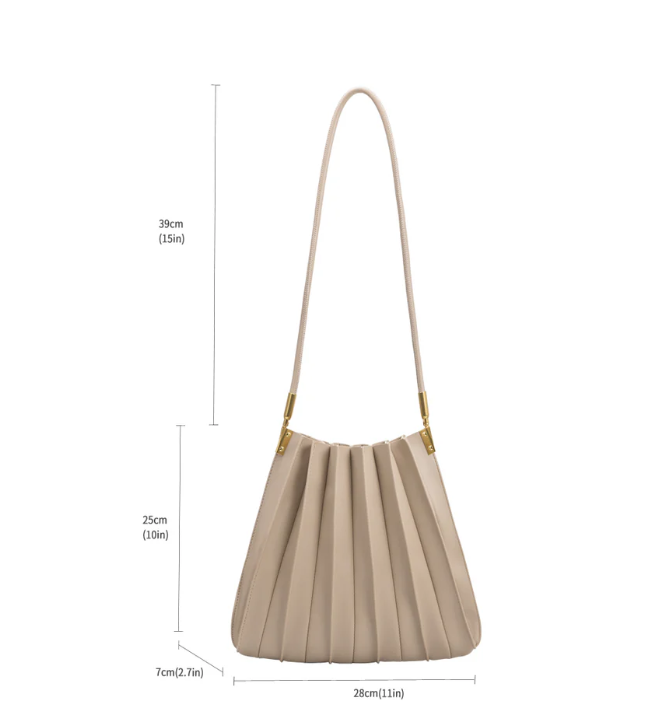 Ruched vegan leather shoulder bag