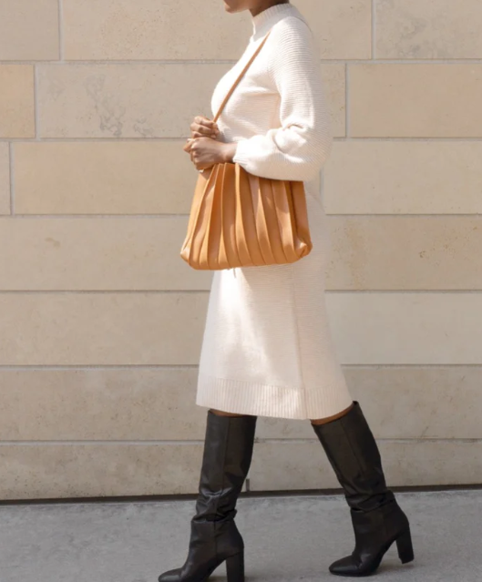 Ruched vegan leather shoulder bag